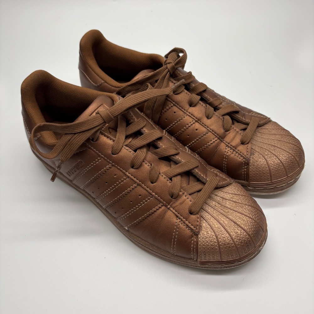 Adidas Superstar Womens 6.5 Metallic Copper Bronze Shell Toe Sneakers BB8140